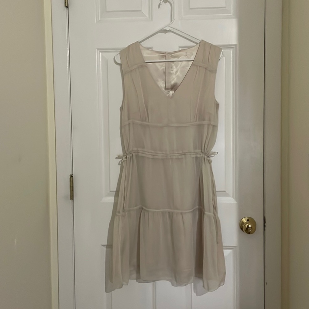 Summery beige colored silk dress